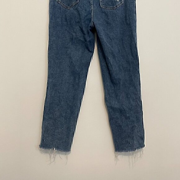 PACSUN High Rise Straight Jeans Ripped Rips High Waisted Raw Hem Cropped Ankle - Picture 12 of 12